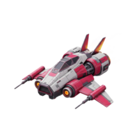 A red and white spaceship flies through the air leaving a trail of fire behind it, perfect for use in science fiction or fantasy illustrations. png