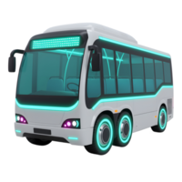 A white bus with neon accents appears futuristic and modern, giving it a unique aesthetic that would be great for graphic design projects or illustrations. png