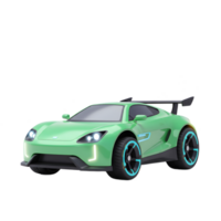 A green sports car is shown with digital fire and light effects trailing behind it, often used in games. png