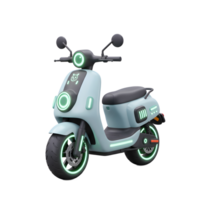 This light blue motor scooter is adorned with neon lights, creating a futuristic aesthetic ideal for urban transportation. png