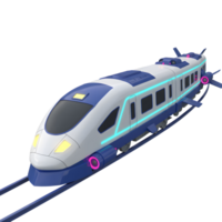 A futuristic, blue and white train with wings runs on a track, showcasing a modern design, perfect for imaginative play or transportation concepts. png