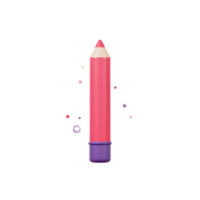 A pink pencil is shown in a 3D rendering with scattered colorful dots, suitable for design and illustrating projects. png
