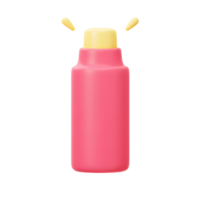 A pink bottle with a yellow top radiates two small yellow beams, suggesting it may contain a special liquid for use as a potion. png