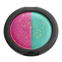 Eye shadow features a color combination of pink and green with sparkling gold details, ideal for adding brightness to your make-up looks. png