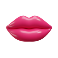 A digitally rendered pair of glossy pink lips is isolated on a white background, ideal for cosmetic or beauty-related design projects. png