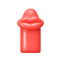 A pair of red lips sit on top of a red object, offering a playful and artistic design element for use in creative projects. png