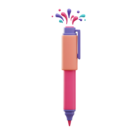 A colorful pink and peach pen is depicted with splashes of color emanating from its top, suggesting creativity and artistic expression. png