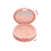 A pink compact with a mirror is open, displaying the inside along with star shapes and decorative elements around it, used for applying and carrying face powder. png