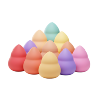 A collection of colorful makeup blender sponges are displayed in a group, and they are perfect for blending foundation and concealer for a flawless makeup look. png