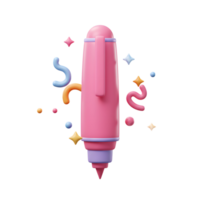 A pink marker is surrounded by colorful shapes, creating a playful and inviting design for creative projects. png