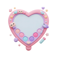 A heart shaped drawing board features pastel colors and a stylus for creative drawing and sketching activities. png