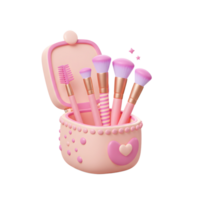 Makeup brushes are placed inside a container, typically used for cosmetic application. png