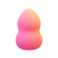 A pink and peach colored makeup blender rests on a white background and is perfect for applying foundation and concealer for a flawless look. png