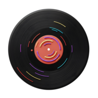 This stylized vinyl record features colorful accents and a red center label, representing a modern take on classic music formats and suitable for creative projects. png