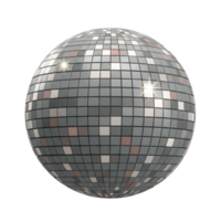 A silver disco ball with square mirrors reflects light to create a festive atmosphere for parties and events. png
