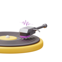 A turntable with a stylized waveform above it implies music or audio, suitable for illustrating concepts related to sound and entertainment. png