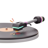 Stylized vinyl record spins on a turntable, creating a retro mood for musical enjoyment. png