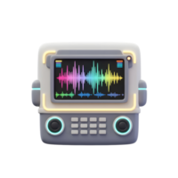 This image showcases an audio spectrum analyzer with colorful wave patterns displayed on a screen, perfect for audio analysis and music-related projects. png