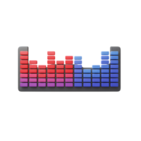 An audio equalizer with gradient bars from red to purple to blue can be used to represent sound levels. png