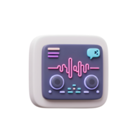 A 3D icon showing a sound wave and control knobs represents audio editing and sound design for multimedia projects. png