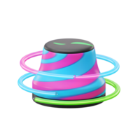 An object with blue and pink swirls is surrounded by illuminated rings, creating a playful and modern aesthetic that could be used in a presentation. png
