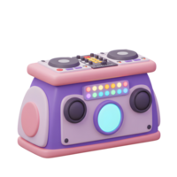 A cartoon DJ mixer is rendered in 3D with colorful elements and a fun design, perfect for music-related content. png