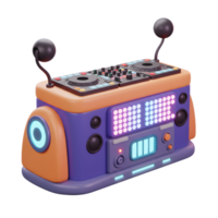 Cartoon DJ music mixer with speakers and lighting is useful for mixing music or entertainment. png