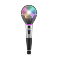 This image showcases a silver and black light stick with a glowing multicolor orb surrounded by light rays, perfect for concert events. png
