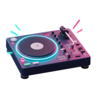 This cool turntable features a neon ring around the record and can be used for spinning music. png