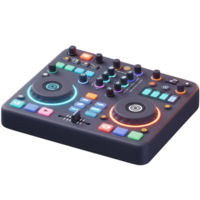 This DJ controller features multiple knobs, pads, and faders, allowing for precise manipulation of audio signals and the creation of unique soundscapes for music performance. png