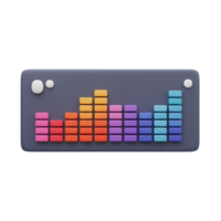 A series of colorful bars rises and falls across a dark gray panel, showing a visual representation of data or audio levels for potential use in design elements. png