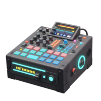 This is a sound mixer featuring multiple buttons, knobs, and a screen, which could be used for music production or audio mixing. png