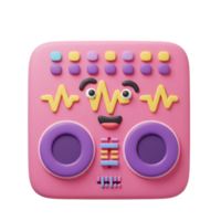 A pink DJ mixer pad features a cartoon face with colorful buttons, waveforms, and dials, making it a fun and playful illustration for creative projects. png