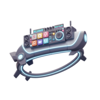 Futuristic DJ mixer console with square app icon set makes creating and enjoying music a fun, engaging experience. png