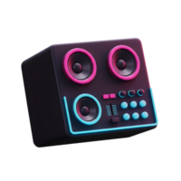 A black speaker features pink and blue accents, perfect for adding a touch of style to audio setups. png