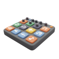 This is a square music controller with colorful square buttons and knobs, which can be used for creating electronic music. png