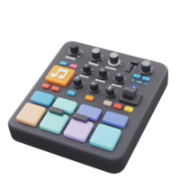 A sound mixing board with multiple colorful buttons and dials allows for precise audio control, making it great for music production and live sound engineering. png