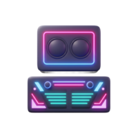 A futuristic device with geometric shapes and neon lights gives a modern and sleek aesthetic for various visual projects. png