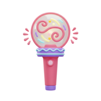 A pink light stick is decorated with pink swirls, sprinkles, and a clear globe and illuminates its surrounding area, perfect for celebrations and events. png