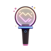 A black and pink light stick featuring a neon heart symbol surrounded by colorful sparkles, perfect for concerts and events. png