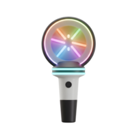A light stick with a circular rainbow-colored center and a black handle is presented in this image, commonly used at concerts. png