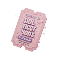 A pink ticket with concert details surrounded by stars is a fun way to promote an event. png
