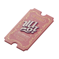 This image showcases a pink ID ticket with an ornate gold design and star accents, presumably for an IDL concert, suggesting its use for entry or identification at the event. png