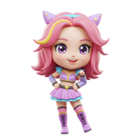 A charming doll poses in a glittering outfit with cat ears, making it perfect for displays or imaginative play. png