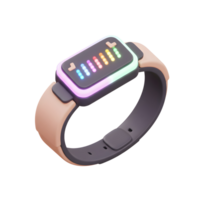 A modern smartwatch with a colorful pixelated display and rounded design is shown for everyday timekeeping and information access. png