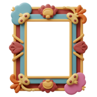 A colorful frame with abstract shapes and cartoonish decorations is displayed, perfect for displaying artwork or photos. png