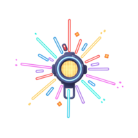 An illustration of a futuristic spotlight emitting vibrant light rays in various colors, creating a dynamic and eye-catching effect suitable for adding visual flair. png