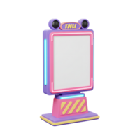 A vibrant blank billboard screen is framed with neon lights, offering a customizable space for advertising content. png