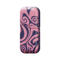 A pink case with a blue abstract swirl pattern is displayed against a white background, perfect for storing small items. png