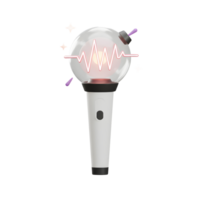 A lightstick displays a vibrant pink heartbeat within a clear sphere, enhanced by sparkling stars, indicating its use for concerts and fan engagement. png